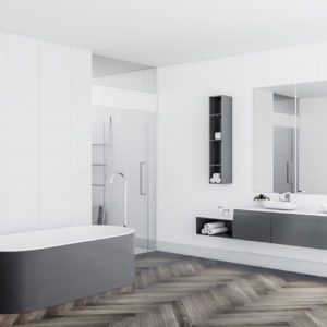 Smoked Charcoal Herringbone Luvanto Bathroom Reduced Size