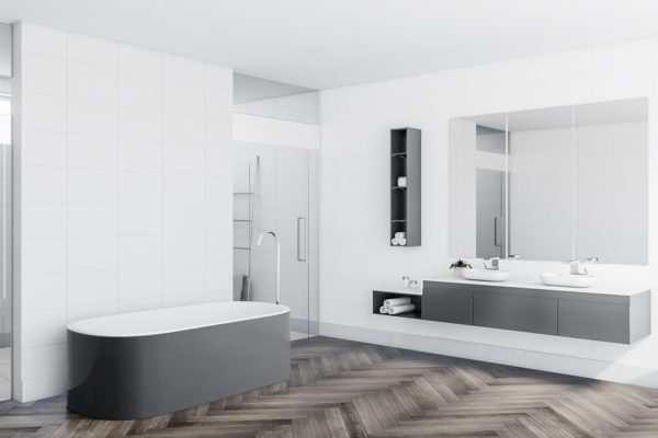 Smoked Charcoal Herringbone Luvanto Bathroom Reduced Size